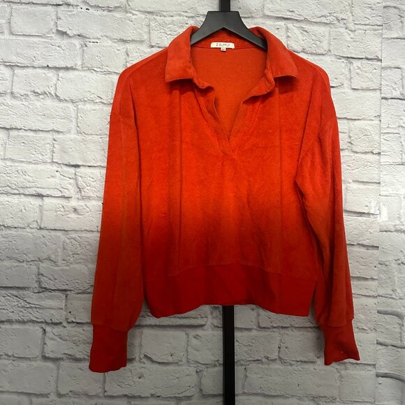 Z Supply Tops - Z Supply Terrycloth Red Collared Long Sleeve